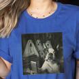 Boston Terrier Selfie With Ghosts Halloween Dog Lover Women's Heather T-Shirt Heather True Royal
