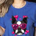 Boston Terrier Valentines Day Shirt Heart Dog Lover Women's Heather T-Shirt Heather True Royal