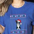 Boston Terrier Wearing Santa Hat Ugly Xmas Dog Lovers Women's Heather T-Shirt Heather True Royal