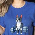 Boston Terrier Weightlifting Deadlift Men Fitness Gym Women's Heather T-Shirt Heather True Royal