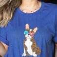 Brindle Boston Terrier Dog Patriotic Shirt USA Flag Women's Heather T-Shirt Heather True Royal