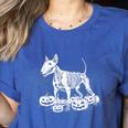 Bull Terrier Skeleton Birthday Halloween Kids Women's Heather T-Shirt Heather True Royal