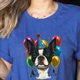 Celebration Event Birthday Party Boston Terrier Women's Heather T-Shirt Heather True Royal
