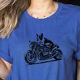 Cool Boston Terrier Riding a Motorcycle Biker Dog Lover For Men Women Kids Women's Heather T-Shirt Heather True Royal