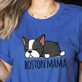 Cute Boston Terrier Boston Mama Women's Heather T-Shirt Heather True Royal