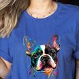 Cute Boston Terrier Puppy Dog Art Lover Unique Painting For Men Women Kids Women's Heather T-Shirt Heather True Royal