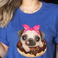 Cute Pug Shirt Donut Girls Dog Women's Heather T-Shirt Heather True Royal