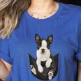 Dog Lovers Boston Terrier In Pocket Dog Face For Men Women Kids Women's Heather T-Shirt Heather True Royal
