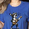 Dog Playing Guitar Singing Boston Terrier For Men Women Girls Kids Women's Heather T-Shirt Heather True Royal