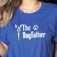 The Dogfather Boston Terrier Dog Dad Father's Day Women's Heather T-Shirt Heather True Royal