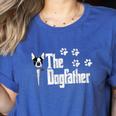 The Dogfather Boston Terrier Dog Dad Tshirt Idea Women's Heather T-Shirt Heather True Royal