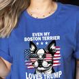 Even My Boston Terrier Loves Trump Trump Supporter Dog Lover Women's Heather T-Shirt Heather True Royal