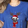 Family Matching Reindeer Xmas Boston Terrier Christmas Women's Heather T-Shirt Heather True Royal