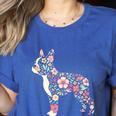 Floral FLower Boston Terrier Mom Grandma Women's Heather T-Shirt Heather True Royal