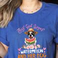 This Girl Loves Watermelon And Her Boston Terrier Dog Mother Women's Heather T-Shirt Heather True Royal