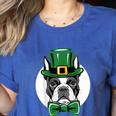 Green Boston Terrier Shamrock St Patricks Day Boston Terrier Women's Heather T-Shirt Heather True Royal
