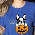 The Halloween Boston Terrier Women's Heather T-Shirt Heather True Royal