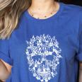 Halloween Costume Skull Boston Terrier Dog Lover Women's Heather T-Shirt Heather True Royal