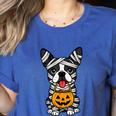 Halloween Dog Boston Terrier Mummy Costume Men Women Kids Women's Heather T-Shirt Heather True Royal