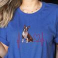 Heartbeat Boston Terrier Dog Women's Heather T-Shirt Heather True Royal