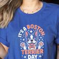 It’s A Boston Terrier Day Pet Cute Dog Lover Cartoon Women's Heather T-Shirt Heather True Royal