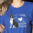 Just A Girl Who Loves Her Boston Terrier Puppy Love Women's Heather T-Shirt Heather True Royal