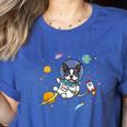 Kawaii Kids & Boys Astronaut Space Boston Terrier Dog Lover Women's Heather T-Shirt Heather True Royal