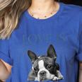 Love Is Boston Terrier Bostie Women's Heather T-Shirt Heather True Royal