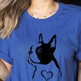 I Love My Boston Terrier Dog With Heart Women's Heather T-Shirt Heather True Royal