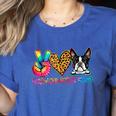 Peace Love Boston Terrier Tie Dye Dog Lover For Men Women Girls Kids Women's Heather T-Shirt Heather True Royal