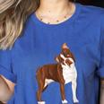 Red Boston Terrier Dog Women's Heather T-Shirt Heather True Royal