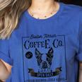 Retro Boston Terrier Coffee Dog Mom Coffee Lover Women's Heather T-Shirt Heather True Royal