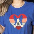 Retro Heart Boston Terrier Dog Vintage Valentine Women's Heather T-Shirt Heather True Royal