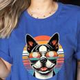 Retro Sunset Sunglasses Boston Terrier Boston Bull Bostie Women's Heather T-Shirt Heather True Royal