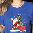 Santa Ugly Christmas Tree Lights Boston Terrier Dog Lover Women's Heather T-Shirt Heather True Royal