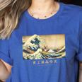 Surfing Boston Terrier Kanagawa Wave Japanese Dog For Men Women Kids Women's Heather T-Shirt Heather True Royal