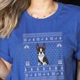 Ugly Xmas Sweater Style Boston Terrier Reindeer Christmas Women's Heather T-Shirt Heather True Royal