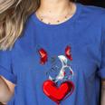 Valentine's Day Boston Terrier Dog Vector Women's Heather T-Shirt Heather True Royal