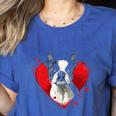 Valentine's Day Boston Terrier Dog Women's Heather T-Shirt Heather True Royal