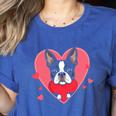 Valentine's Day Boston Terrier Heart Women's Heather T-Shirt Heather True Royal