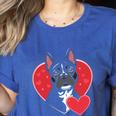 Valentine's Day Boston Terrier Women's Heather T-Shirt Heather True Royal