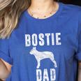 Vintage Boston Terrier Dad Dog Daddy Bostie Father Women's Heather T-Shirt Heather True Royal