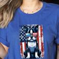 Vintage Boston Terrier Dog American USA US Flag Pets Lovers Women's Heather T-Shirt Heather True Royal