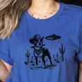 Vintage Boston Terrier UFO Western Wild West Dog Mom Dad Women's Heather T-Shirt Heather True Royal