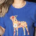 Vintage Floral Boston Terrier For Dog Lover Women's Heather T-Shirt Heather True Royal