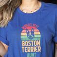 Worlds Best Boston Terrier Aunt Women's Heather T-Shirt Heather True Royal