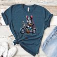 Biker Boston Terrier Dog Riding Motorbike Women's Heather T-Shirt Heather Deep Teal