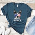 Boston Terrier 4th Of July Merica Men Women USA Flag Vintage Women's Heather T-Shirt Heather Deep Teal