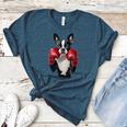 Boston Terrier Boxing Women's Heather T-Shirt Heather Deep Teal