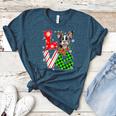 Boston Terrier Christmas Tree Lights Santa Dog Xmas For Men Women Kids Women's Heather T-Shirt Heather Deep Teal